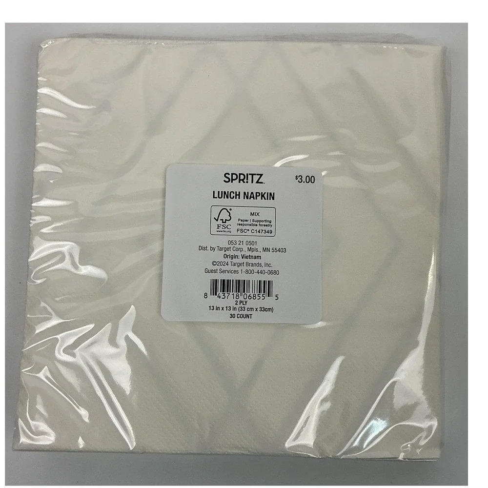 Spritz Lunch Napkins Cream Rose Gold Geometric 2 Pack 30 Ct‎ Each Party Decor